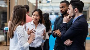 A group of people at a networking event.