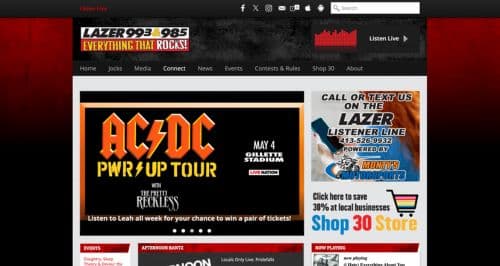 Guide to media - WLZX-FM (Lazer 99.3 & 98.5) - Screenshot