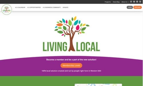 A screenshot of the Living Local 413 home page.