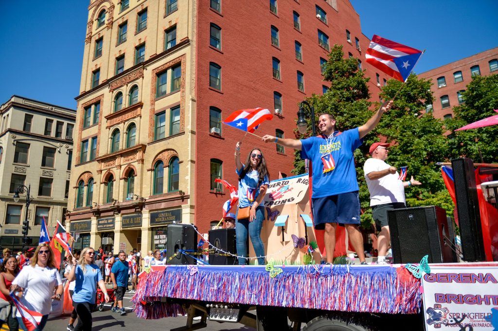 A happy scene from the Springfield Puerto Rican Parade in 2018.