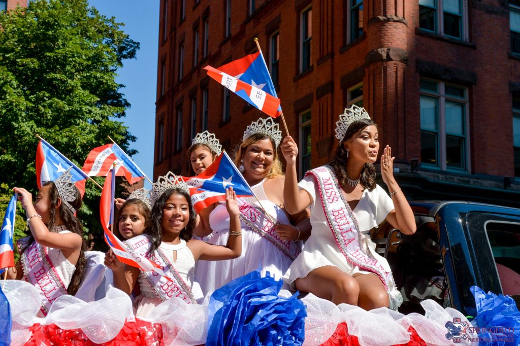 The Miss Bella Hispana float. Puerto Rican Parade, 2018.